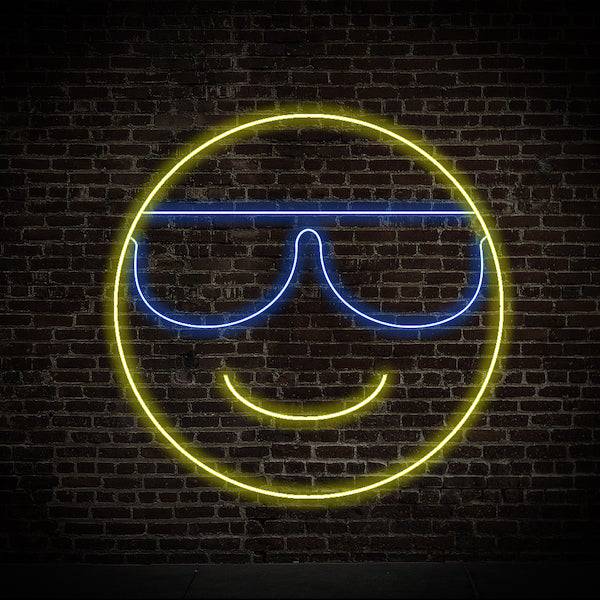 Smiley Face with Sunglasses LED Neon Sign - Made in London Emoji Neon Signs - Planet Neon